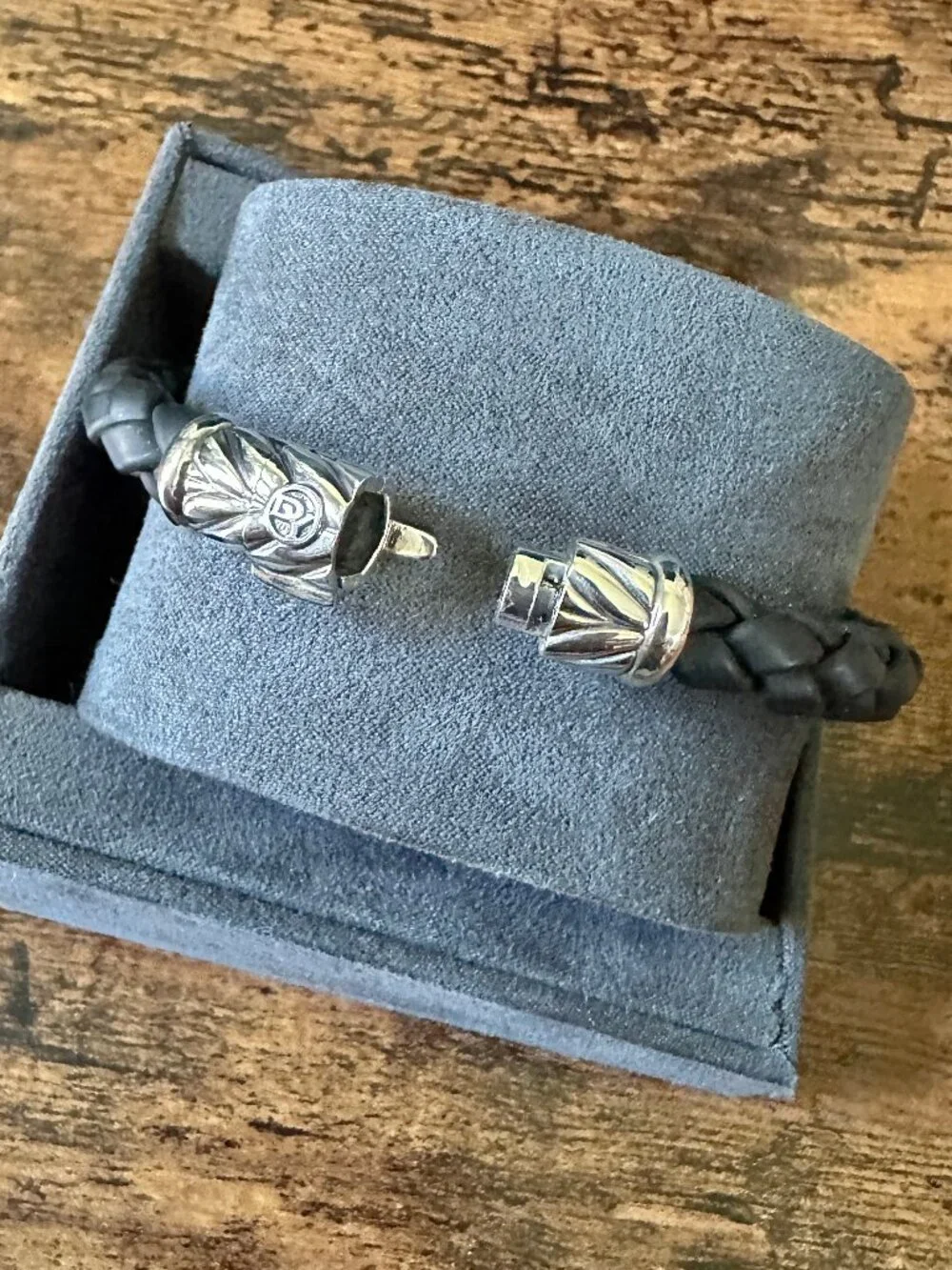 David Yurman Chevron Bracelet in Black Rubber - 8mm - 8.75